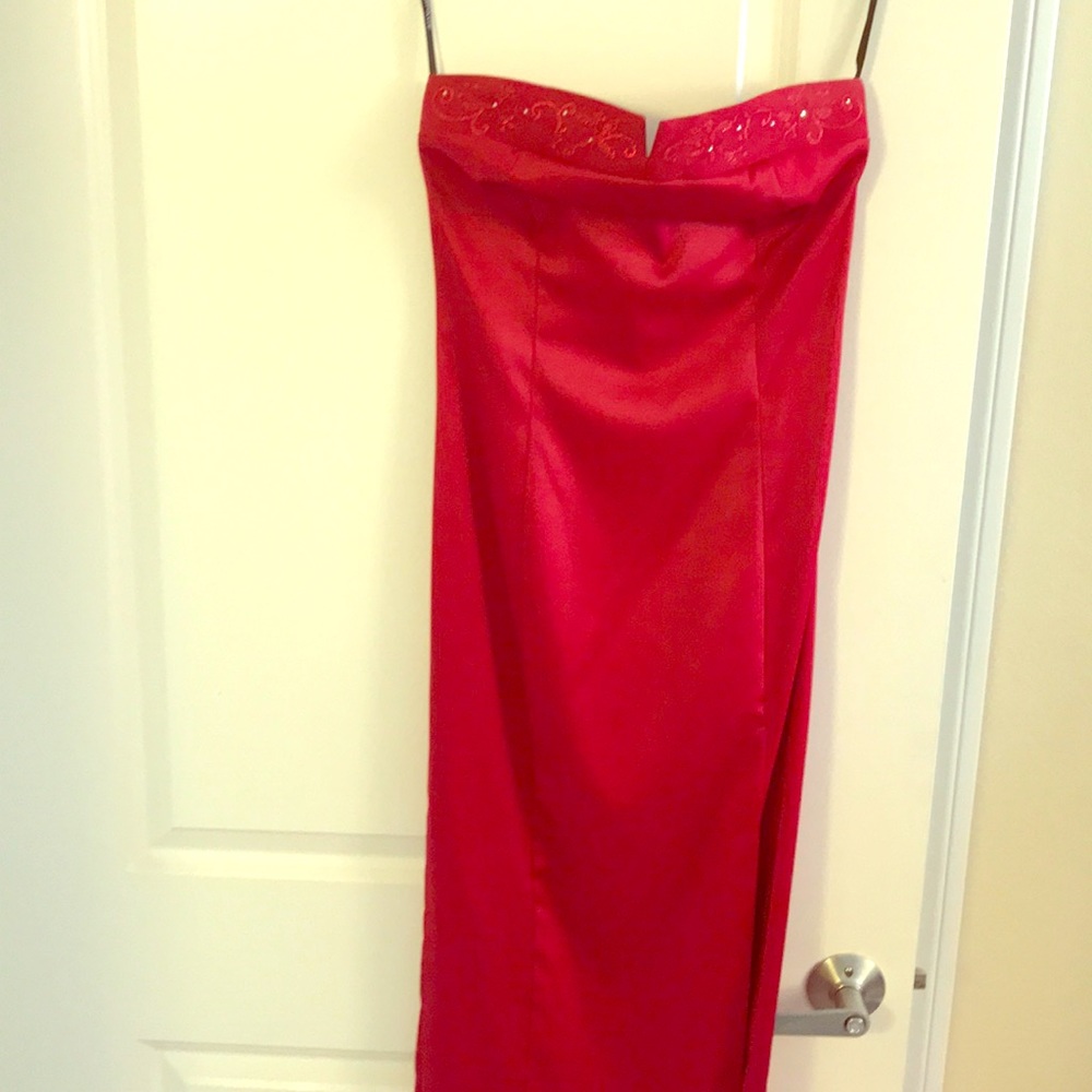 Rampage long red dress with high slit